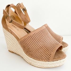Torrid Taupe Faux Suede Platform Wedge Sandal